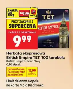 Biedronka Herbata ekspresowa TET British Empire czarna śniadaniowa oferta