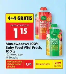 Biedronka Mus owocowy 100% jabłko banan Vital Fresh Baby Food oferta