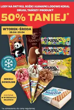Netto Lody na patyku, rożki i kanapki lodowe koral drugi produkt 50 % taniej oferta