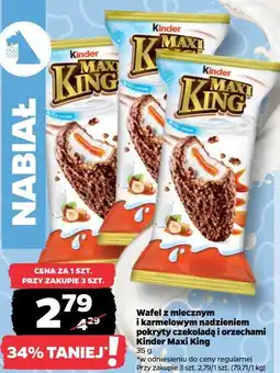 Netto Wafel z mlecznym i karmelowym nadzieniem pokryty czekoladą i orzechami Kinder Maxi King oferta
