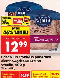 Biedronka Schab lub szynka w plastrach ciemnowędzone Kraina Wędlin oferta