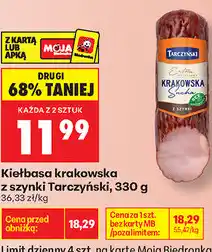 Biedronka Kiełbasa krakowska z szynki Tarczyński oferta