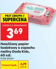 Biedronka Nawilżany papier toaletowy o zapachu maliny Dada Kids, 60 szt oferta