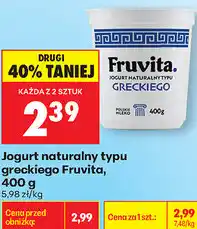 Biedronka Jogurt naturalny typu greckiego Fruvita oferta