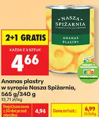 Biedronka Ananas plastry w syropie Nasza Spiżarnia oferta