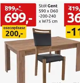 Black Red White Stół Gent S90 x D60-200-240 x W75 cm oferta