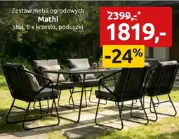 Black Red White Zestaw mebli ogrodowych Mathi stół, 6 x krzesło, poduszki oferta