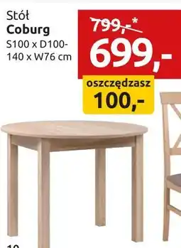 Black Red White Stół Coburg S100 x D100-140 x W76 cm oferta