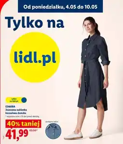 Lidl Jeansowa sukienka koszulowa damska Esmara oferta