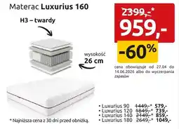 Black Red White Materac Luxurius 160 H3 twardy wysokość 26cm oferta