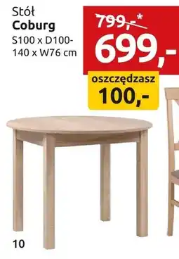 Black Red White Stół Coburg S100xD100-140xW76cm oferta