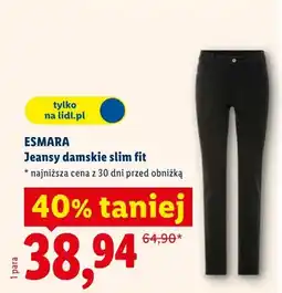 Lidl Jeansy damskie slim fit Esmara oferta