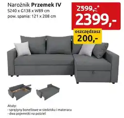 Black Red White Narożnik Przemek IV S240xG138xW89cm pow. spania 121x208cm oferta