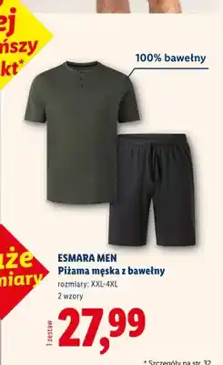 Lidl Piżama męska z bawełny Esmara Men rozmiary XXL-4XL oferta