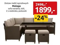 Black Red White Zestaw mebli ogrodowych Malaga sofa narożna stół 2x siedzisko poduszki oferta
