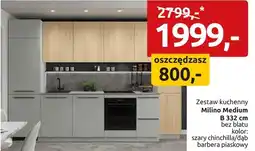 Black Red White Zestaw kuchenny Milino Medium B 332cm bez blatu kolor szary chinchilla/dąb barbera piaskowy oferta