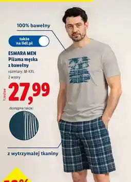 Lidl Piżama męska z bawełny Esmara Men rozmiary M-XXL oferta