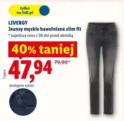 Lidl Jeansy męskie bawełniane slim fit Livergy oferta