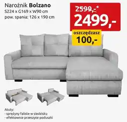 Black Red White Narożnik Bolzano S224xG169xW90cm pow. spania 126x190cm oferta
