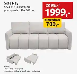 Black Red White Sofa Nay S224xG100xW90cm pow. spania 140x200cm oferta