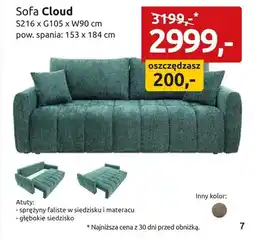 Black Red White Sofa Cloud S216xG105xW90cm pow. spania 153x184cm oferta