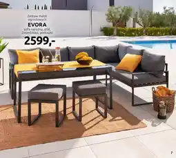 Black Red White Zestaw mebli ogrodowych Evora sofa narożna stół 2xsiedzisko poduszki oferta