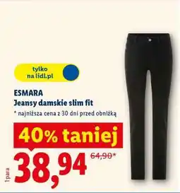 Lidl ESMARA Jeansy damskie slim fit oferta