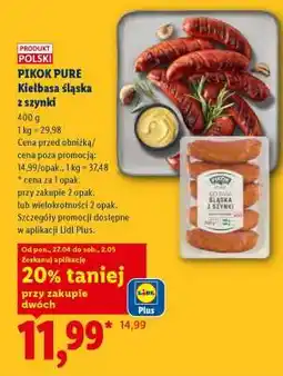 Lidl PIKOK PURE Kiełbasa śląska z szynki oferta