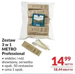 Makro Zestaw 3 w 1 METRO Professional widelec i nóż drewniany, serwetka oferta