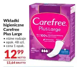 Makro Wkładki higieniczne Carefree Plus Large różne rodzaje oferta