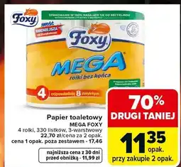 Carrefour Papier toaletowy Mega Foxy 4 rolki 3-warstwowy oferta