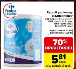 Carrefour Ręcznik papierowy Carrefour Essential 300 listków 2-warstwowy oferta