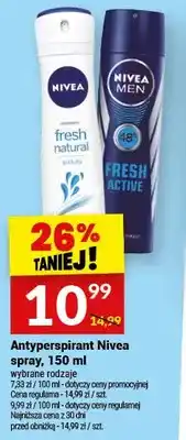 Twój Market Antyperspirant Nivea Men Fresh Active spray oferta