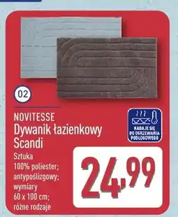 ALDI Dywanik łazienkowy Scandi Novitesse 60x100cm oferta