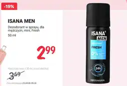 Rossmann Dezodorant w sprayu Isana Men Fresh mini dla mężczyzn oferta