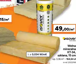 Bricoman Wełna mineralna KT-34, szklana, 15 cm oferta