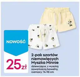 Pepco 2-pak szortów niemowlęcych Disney Myszka Minnie dziewczęce z wysoką zawartością bawełny oferta