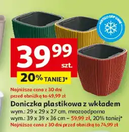 Auchan Doniczka plastikowa z wkładem mrozoodporna 29x29x27cm oferta