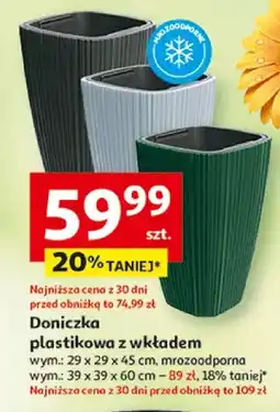 Auchan Doniczka plastikowa z wkładem mrozoodporna 29x29x45cm oferta