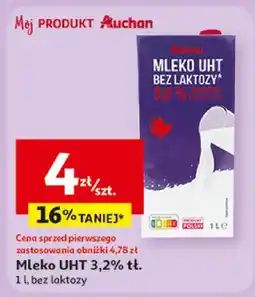 Auchan Mleko UHT 3,2% tł. bez laktozy Auchan oferta