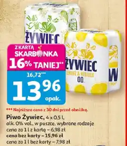 Auchan Piwo Żywiec 0,0% wybrane rodzaje w puszce oferta