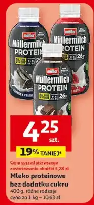Auchan Mleko proteinowe bez dodatku cukru Müllermilch Müller oferta
