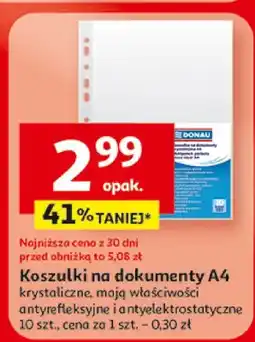 Auchan Koszulki na dokumenty A4 krystaliczne antyrefleksyjne i antyelektrostatyczne oferta