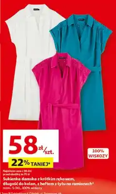 Auchan Sukienka damska z krótkim rękawem długość do kolan z haftem z tyłu na ramionach Inextenso oferta