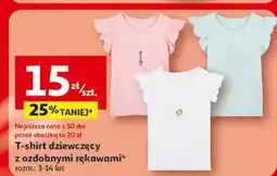 Auchan T-shirt dziewczęcy z ozdobnymi rękawami Inextenso rozm. 3-14 lat oferta