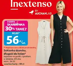 Auchan Sukienka damska długość do kolan zapinana na guziki z paskiem Inextenso oferta