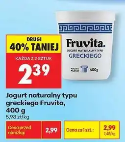 Biedronka Jogurt naturalny typu greckiego Fruvita, 400 g oferta