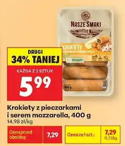 Biedronka Krokiety z pieczarkami i serem mozzarella, 400 g oferta