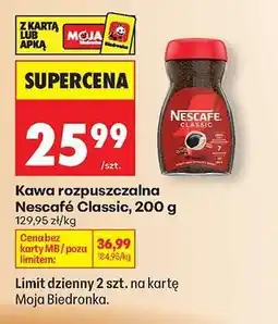 Biedronka Kawa rozpuszczalna Nescafe Classic , 200 g oferta