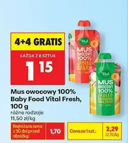 Biedronka Mus owocowy 100 % Baby Food Vital Fresh , 100 g oferta